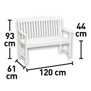Gartenbank Holzbank Sitzbank Bank Glendale FSC 2-Sitzer weiß 93 x 120 x 60 cm