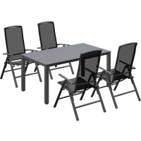 Sitzgruppe Gartenlounge Gartenmöbel Gartenset Vigo 5-tlg. Aluminium Grau-Schwarz