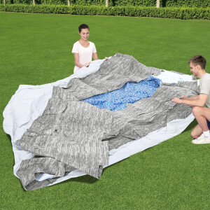 Bestway Stahlrahmenpool Set Power Steel Swim Vista Ø 488 cm x 122 cm Rund Grau