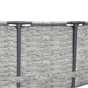 Bestway Stahlrahmenpool Set Power Steel Swim Vista Ø 488 cm x 122 cm Rund Grau