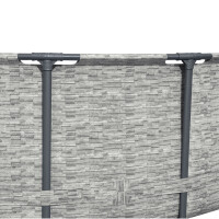 Bestway Stahlrahmenpool Set Power Steel Swim Vista Ø 488 cm x 122 cm Rund Grau
