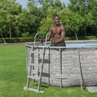 Bestway Stahlrahmenpool Set Power Steel Swim Vista 488 x 305 x 107 cm Oval Grau