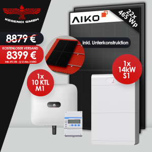 PV Komplettset 10 kWp - 22x AIKO 465W - 14kW S1 - 10KTL...
