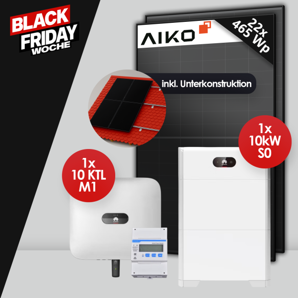 PV Komplettset 10 kWp - 22x AIKO 465W - 10kW S0 - 10KTL M1 - Smart Meter 100A ink. Unterkonstruktion