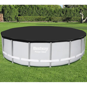 Bestway PVC-Abdeckplane für Pools Poolplane Abdeckung Pool Ø 488 cm Schwarz rund