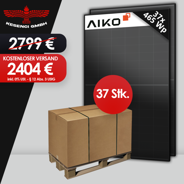 BLACK WEEK AKTION ! Palettenabnahme AIKO 465W Solarmodule Full Black Glas Glas Neostar 2s+