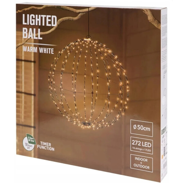 LED-Weihnachtskugel Lichterkugel Leuchtkugel Glühbirne Kugel Timer & LED Ø 50 cm
