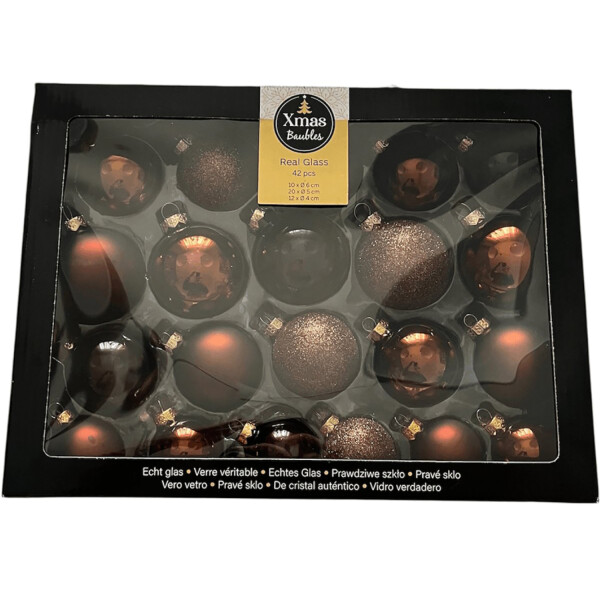 Set Weihnachtskugeln Glaskugeln Baumkugeln Christbaumkugeln Orange 42 Stück