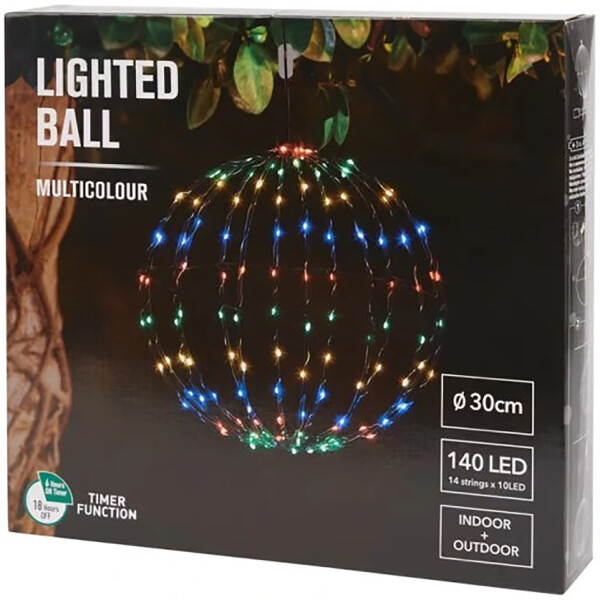 Lichtkugel Kugel Lichterkette Weihnachtsdekoration Deko Mehrfarbig LED Ø 30 cm