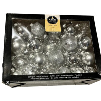 Set Weihnachtskugeln Glaskugeln Baumkugeln Christbaumkugeln Silber 42 Stück