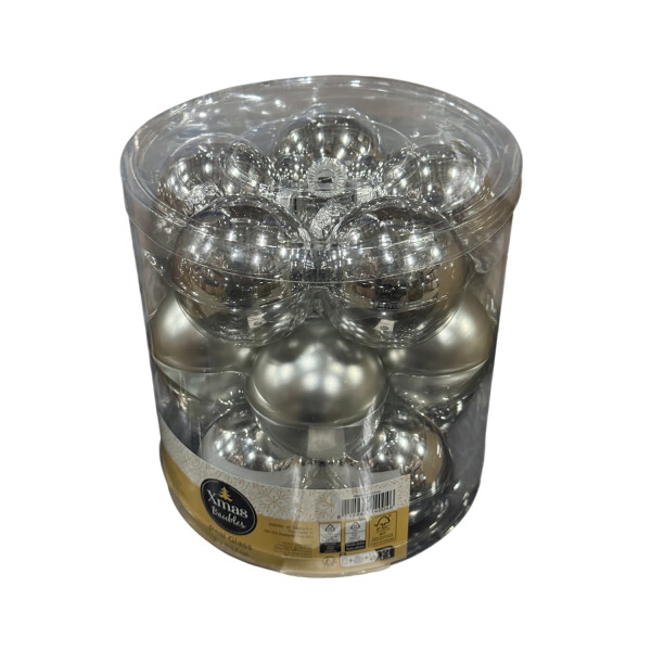 Weihnachtskugeln Glaskugeln Christbaumkugeln Echtglas Silber 15 Stk Ø 5,7 cm