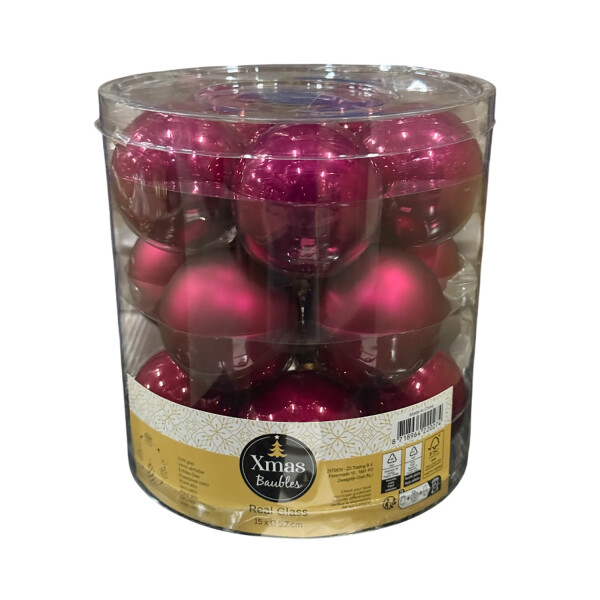 Weihnachtskugeln Glaskugeln Christbaumkugeln Echtglas Lila 15 Stk Ø 5,7 cm