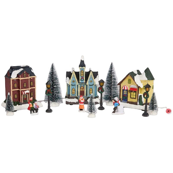 Weihnachtsfiguren- und Häuserset Weihnachtsdekoration Dekoration Set 14 teilig A