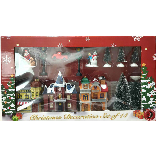 Weihnachtsdorf Adventsdorf Deko Dekoration Weihnachtsdekoration Set 14 teilig B