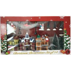 Weihnachtsdorf Adventsdorf Deko Dekoration Weihnachtsdekoration Set 14 teilig B