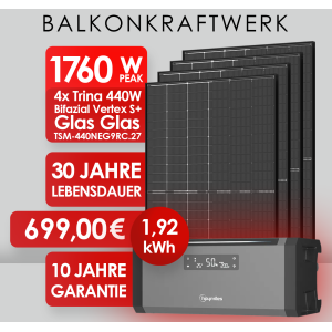 X-MAS AKTION ! Balkonkraftwerk 1760Wp 4x Trina 440W Full...