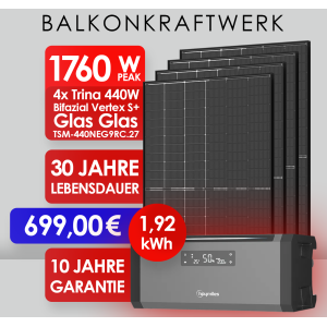 X-MAS Balkonkraftwerk 1760Wp 4x Trina 440W Full Black +...