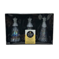 Glasanhänger Weihnachtskugeln Echtglass Weihnachtdeko Ø 6,7x12,6 cm 3 Stk silber