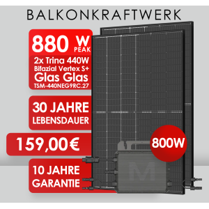 X-MAS AKTION ! Balkonkraftwerk 880Wp 2x Trina 440W Full...